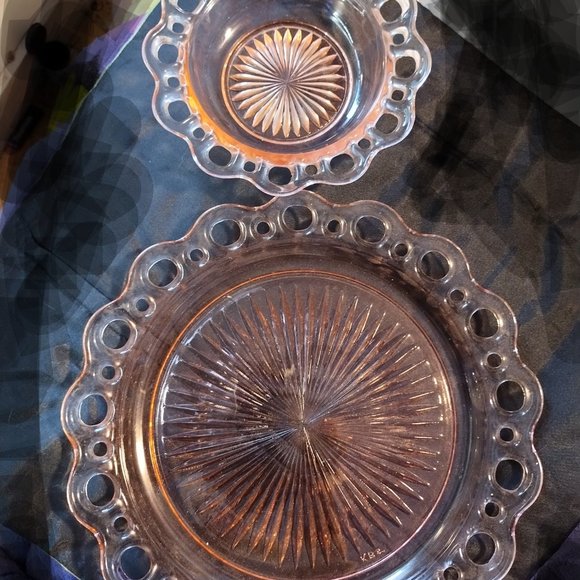 Gift idea ? Pink glass platter and bowl (2 items) - Picture 3 of 4